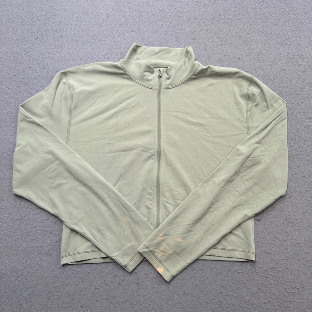TNA Aritzia Jacket Women's 2XL Sage Green Cropped Mockneck Athletic Workout Gym